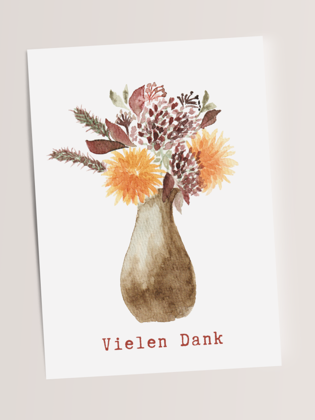 Postkarte Herbststrauss "Vielen Dank"